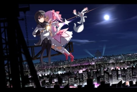 ☾ Ѧɛмσяαвℓɛ Ѧσмɛит ☽ - Cloud, Cute, Shoes, Light, Black Shoes, Clouds, Magical Girls, Animal, White color, Tower, Gun, Homura Akemi, Night Life, Black Socks, Black Eyes, Amazing, Frilly, Moon, Black Outfit, Black Hair, Pink Hair, Tarao, Haribote, Madoka, Pink Clothes, Scenery, Pink Ribbon, Magical, Guns, Sweet, Scenic, Best Friends, Buildings, Red Eyes, Black Hairband, Night, Kiss, Lovely, Anime, White Ears, Pink Shoes, Long Hair, Tail, Magical Girl, Kyubey, Blush, Memorable Moment, Beautiful, Surprised, Puella Magi, Magi Madoka Magica, Skyscrapers, Magic, Black Dress, City Lights, Short Hair, Madoka Kaname, Wonderful, Friends, Confused, Homura