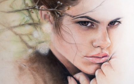 Laura - beauty, woman, female, girl, laura, fantasy, painting, face, art, portrait, beautiful, pastel, digital