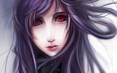 Anime girl - white, vanilka, purple, girl, pink, amethyst eyes, anime, manga