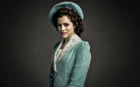 Jessica De Gouw as Ilona - woman, actress, girl, hat, ilona, tv series, vampire, blue, jessica de gouw, dracula