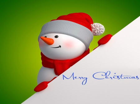 To all of you - snowman, red, greeting, green, christmas