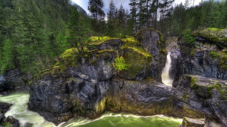 gorgeous river gorge hdr - river, waterfall, hdr, forest, gorge, rocks