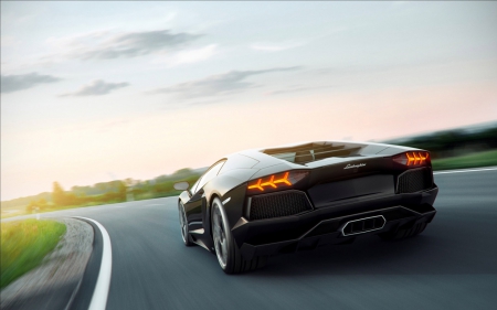 Lamborghini Aventador - sky, lamborghini, cars, road, aventador