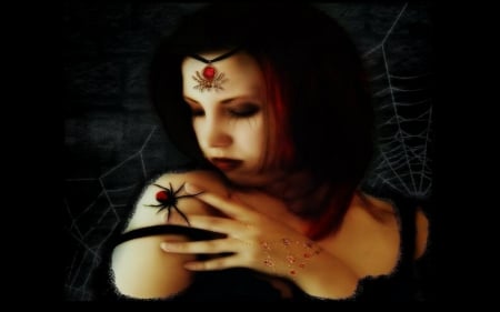 BLACKWIDOW 4 - Girl, Cobwebs, Black, Spider, Fantasy, Wallpaper, Black Widow, Dark