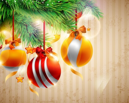 Happy Holiday - balls, new year, merry christmas, happy holidays, golden, tree, ornaments