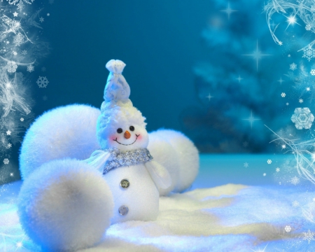 Snowman - snowman, popular, 3d and cg, winter, wallpaper, christmas, balls, abstract, snow