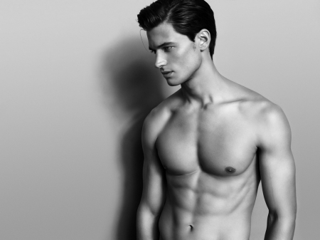 Black and white male model (by TheBounceBear) - black and white, male model, sexy, people