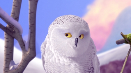 Secret of the Wings (2012) - movie, winter, secret of the wings, bird, white, pink, blue, disney, owl