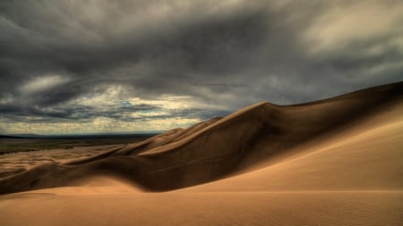 superb desertscape hdr - clouds, dunes, desert, hdr, shadows