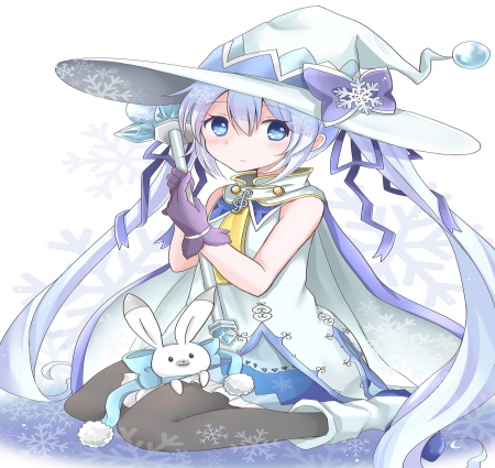 Hatsune Miku - witch, vocaloid, snow, long hair, winter, miku, orginal