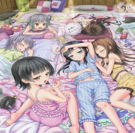 Kantai Collection - girls, bed, sleep, game, night, anime, kantai