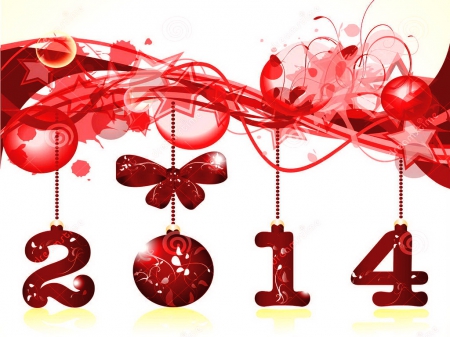 And a New Year has begun - bows, 2014, red, New Year