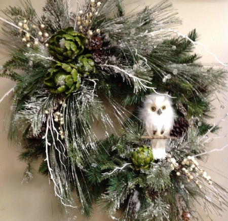 Advent wreath with owl - owl, abstract, wreath, Advent, still life