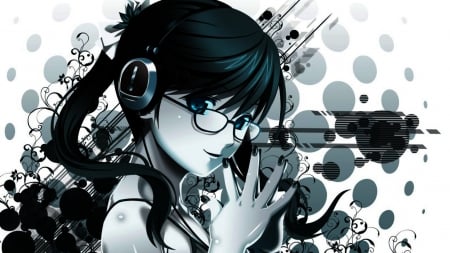 Anime girl - abstrac, pretty, anime, headphones, girl, cute