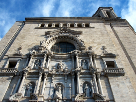 The Santa Maria Cathedral in Girona built in 1733 - architecture, sky, ancient, religious