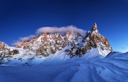 Snowy Mountains - sky, mountain, clouds, snow