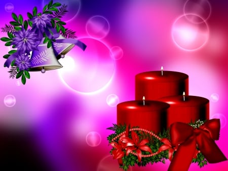 Christmas background - pretty, winter, happy, beautiful, candles, christmas, decoration, ornaments, holiday, merry, bells, nice, santa, lovely, new year, colorful