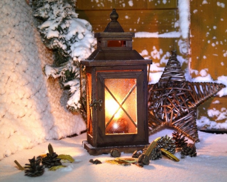 Lantern - new year, nice, sky, trees, magic, pretty, cold, holiday, mood, care, tree, snowy, ice, park, winter, snowflakes, lovely, christmas, forest, snow, beautiful, frost, kindness