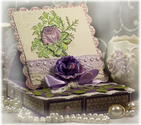 jewlery box - pearls, roses, antique, purple, cool, vintage, beautiful, jewlery, retro