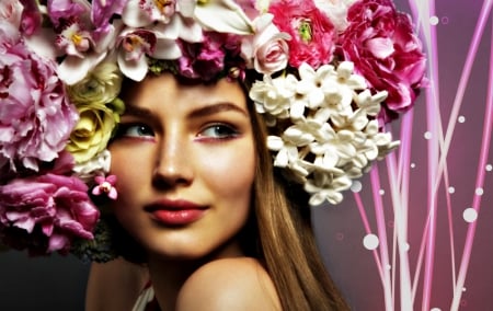 Ruslana Korshunova - white, woman, girl, ruslana korshunova, pink, model, flower, spring