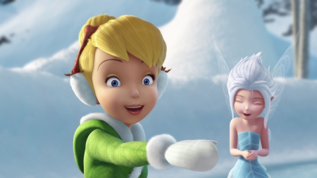 Secret of the wings (2012) - hat, movie, periwinkle, winter, gloves, secret of the wings, white, snow, blue, disney, green, fairy, tinker bell, blonde