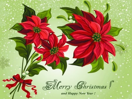 Merry Christmas - pretty, winter, beautiful, lovely, flower, happy, christmas, wishes, colorful, holiday, new year, red, background, nice, merry christmas