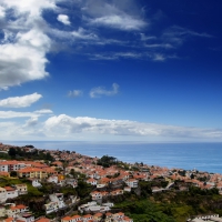 beautiful town on a seaside hill