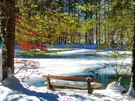 Rest near frozen lake