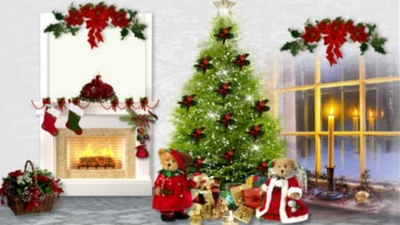 ~*~ Fire Place ~*~ - christmas greetings, christmas decoration, fire place, merry christmas happy holidays