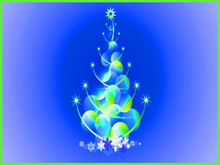 Holiday tree - blue, abstaract, green, tree, christmas