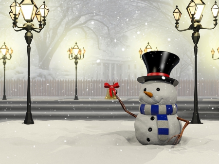 Snowman - christmas, snowman, winter, magic christmas, lanterns, snow, xmas, merry christmas