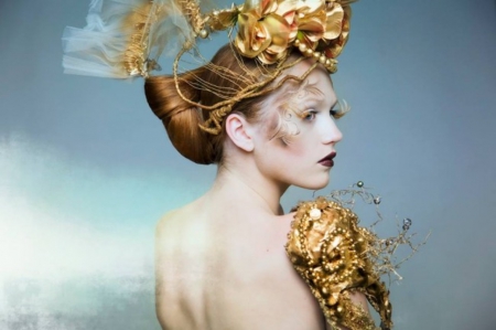 Fashion Girl - glamour, make up, fashion, beauty, lady, vintage, woman, model, gold hat