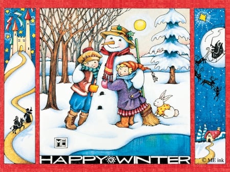 HAPPY WINTER - love, winter, childern, snow