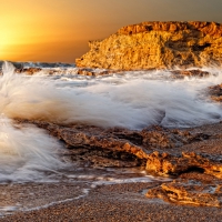 dawn on a wonderful rough seacoast in argentina