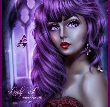 Lovely Doll - girl, fantasy, purple, doll