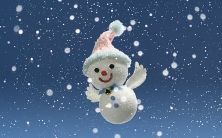 Flying snowman - snow, snowman, Christmas, wings