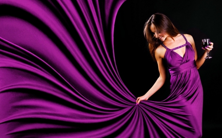 Purple Dress - purple dress, femininity, elegant, woman, mystery, fashion, beauty, brunettes