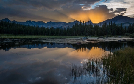 Red Rock Lake - nature, fun, lake, forest, sunset