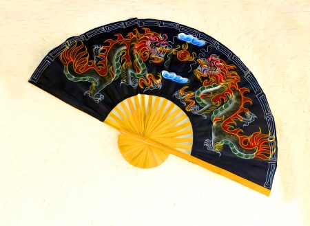 Japanese hand fan - japan, fan, handfan, dragon