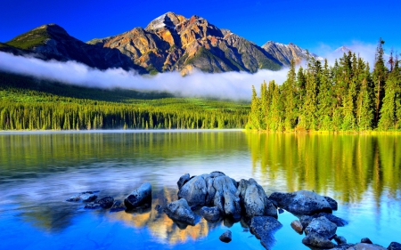 Paradise - nature, lake, forest, mountain, sky