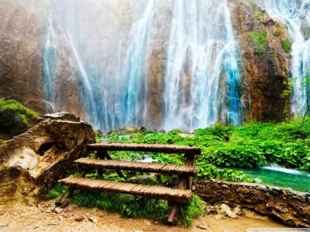 Amazing Waterfall - river, nature, mountain, Waterfall