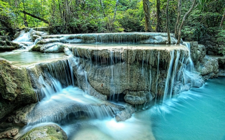 Erawan Waterfall, Thailand - nature, forest, waterfall, thailand