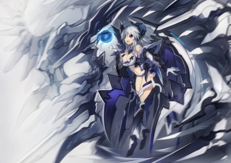 Angel - pretty, anime, blue, beautiful, girl, beauty, angel, lovely, sweet, metal, grey, white, wings, cute, art, sexy