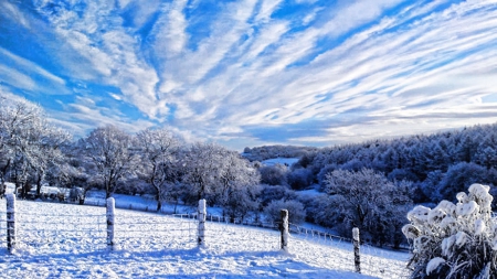 Winter clouds - wales, hills, blue, snow