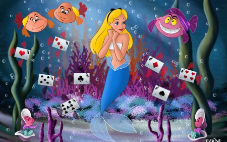 Mermaid - cartoon, mermaid, fish, wter