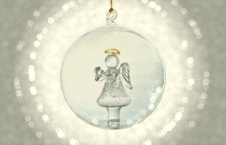 Merry Christmas! - white, glitter, glass, angel, by cehenot, globe, christmas