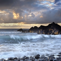 sea waves on stony shore