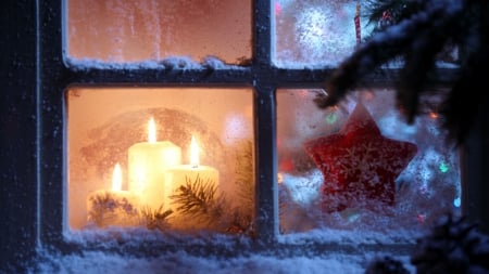 Christmas Spirit - christmas, snow, candle, star