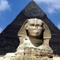 Sphinx and pyramid