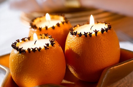 Fruit Candles - orange, candle, decoration, christmas